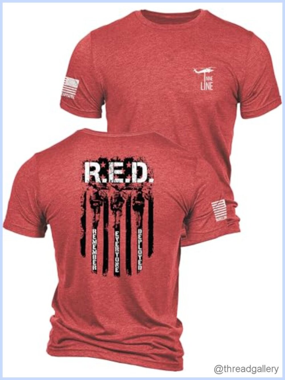 Nine Line Men's Patriotic RED Friday Graphic T-Shirt Tri-Blend Crew Neck